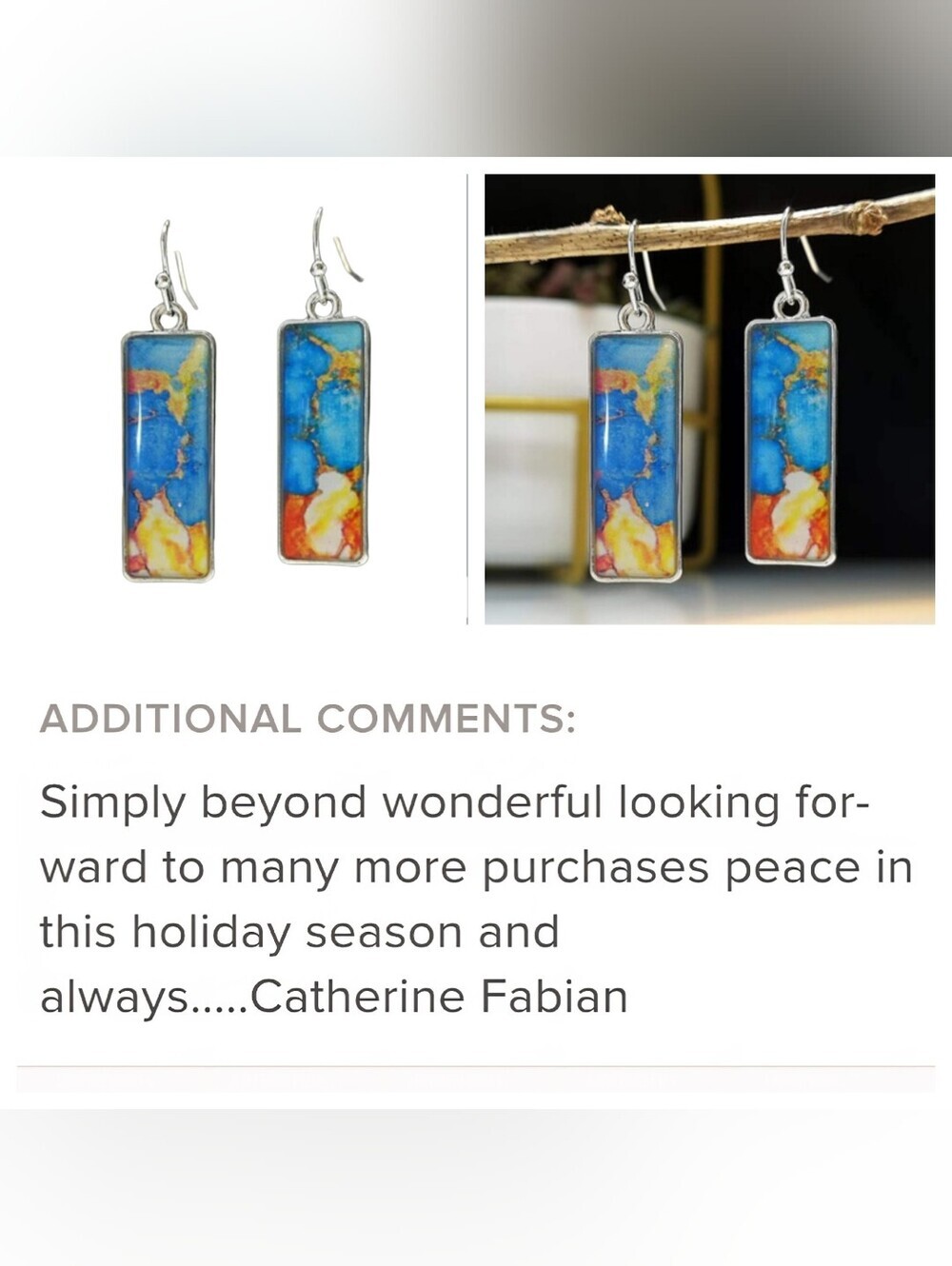 Marble Abstract Pattern Earrings Stained Glass Look - Picture 7 of 12